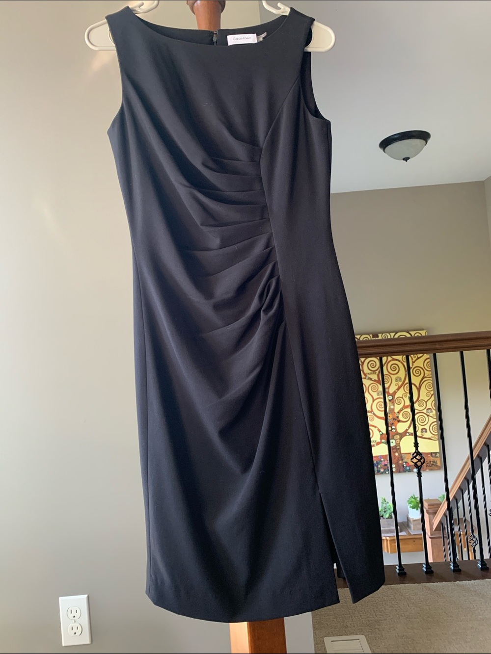 Calvin Klein Black Sleeveless Ruched Sheath Dress size 4